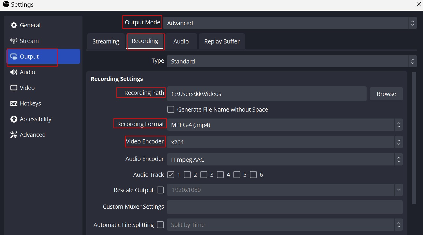 best obs setting for recording